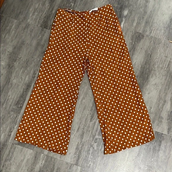 FAITHFULL The Brand Amber Linen Polka Dot Size 8 Wide Leg Pants Pockets - Picture 4 of 9